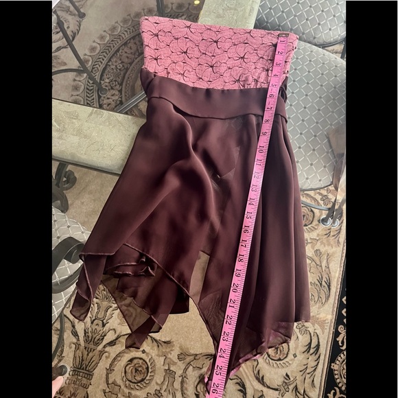 Flowy Chocolate Sheer Strapless Top/Dress Rose Floral Lace Top - Picture 11 of 11